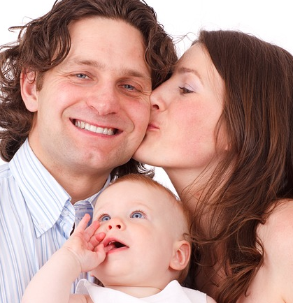 happy family photo, father, wife, child