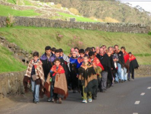 Pilgrams on a journey on Azorean island Saint Michael.